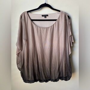 SARA MICHELLE Women’s Ombre Blouse Size XL GLITTERY Flowing Bubble Hem Party Top